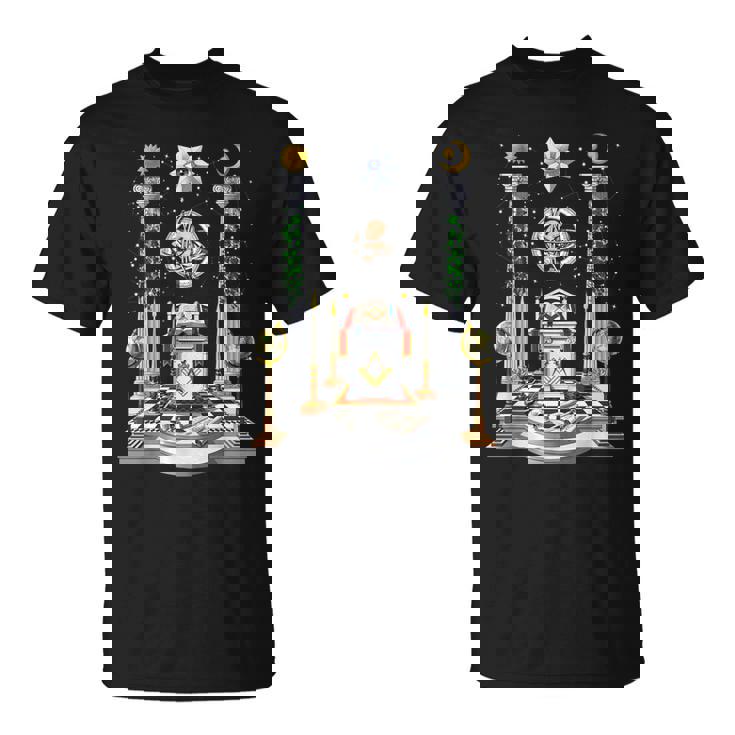 フリーメーソンのロッジ フリーメイソン フリーメイソンのコンパス フリーメイソンの祭壇 Tシャツ