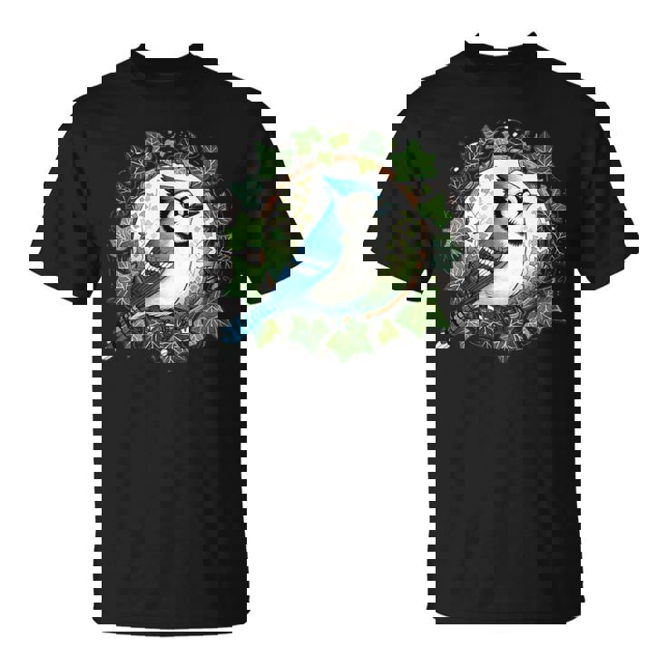 ブルージェイとイングリッシュアイビーバードアートブルージェイズイラスト Tシャツ