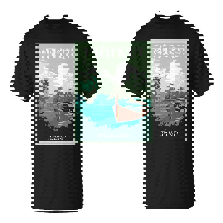 プーケット ロングテール ボート サムイ島 タイ 微笑みの国 バンコク お土産 旅行の贈り物 休暇 ビーチ パッタイ 長袖tシャツ Tシャツ