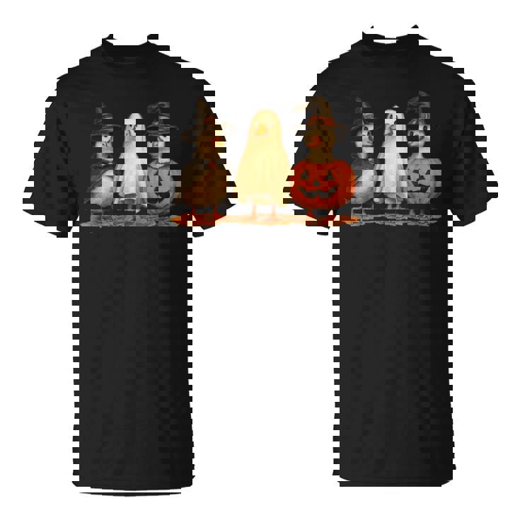 ペンギン 魔女 ゴースト パンプキン トリオ ハロウィン 楽しい 長袖tシャツ Tシャツ