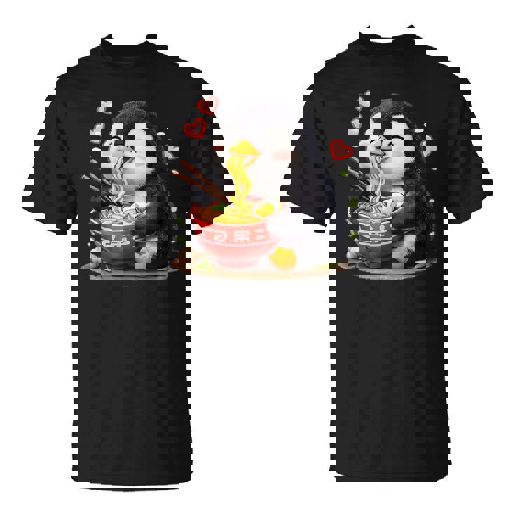 ペンギン食べる ラーメン 麺 ペンギン 男の子 女の子 キッズ 大人 Tシャツ