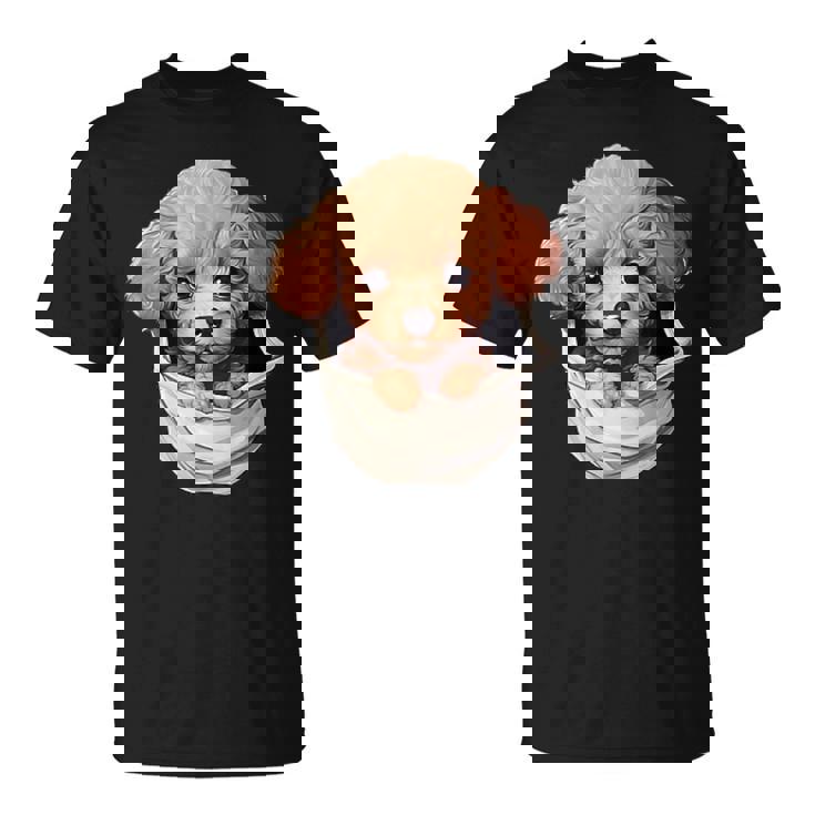 ポケットから覗く トイプードル 可愛い 犬 かわいい 子犬 犬好き 犬の飼い主 愛犬家 メンズ レディース キッズ Tシャツ