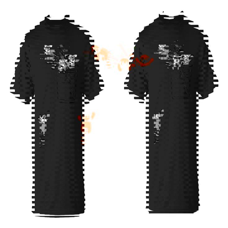 ポケットシリーズ かわいいレッサーパンダ くまの遊び 長袖tシャツ Tシャツ