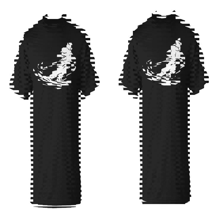 ミニマリスト スキー シルエット ウィンタースポーツ デザイン Tシャツ