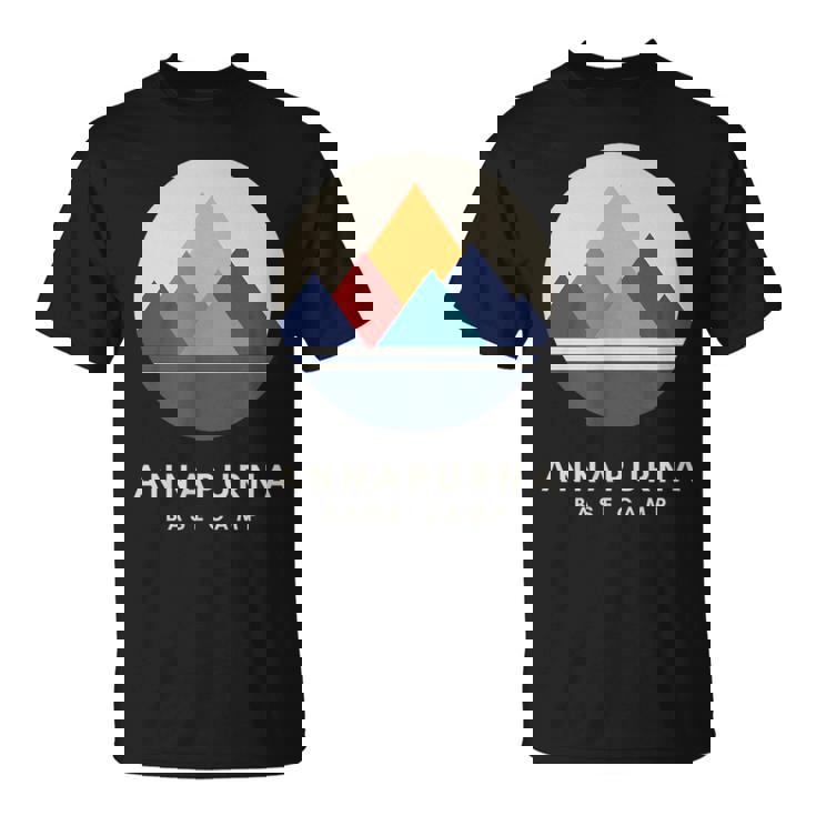 ミニマルなアンナプルナベースキャンプ 山モチーフ ハイキング Tシャツ