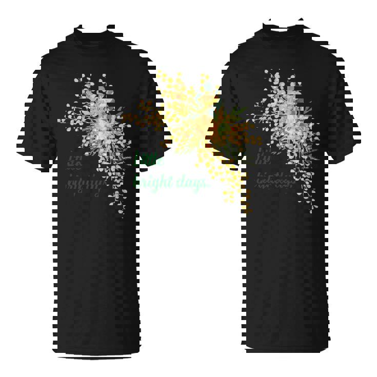 ミモザ 花柄 Little Bright Days ナチュラル 春カラー フラワーデザイン 長袖tシャツ Tシャツ