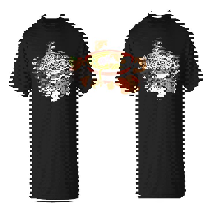 ラーメン 寿司 シェトランド シープドッグ Tシャツ