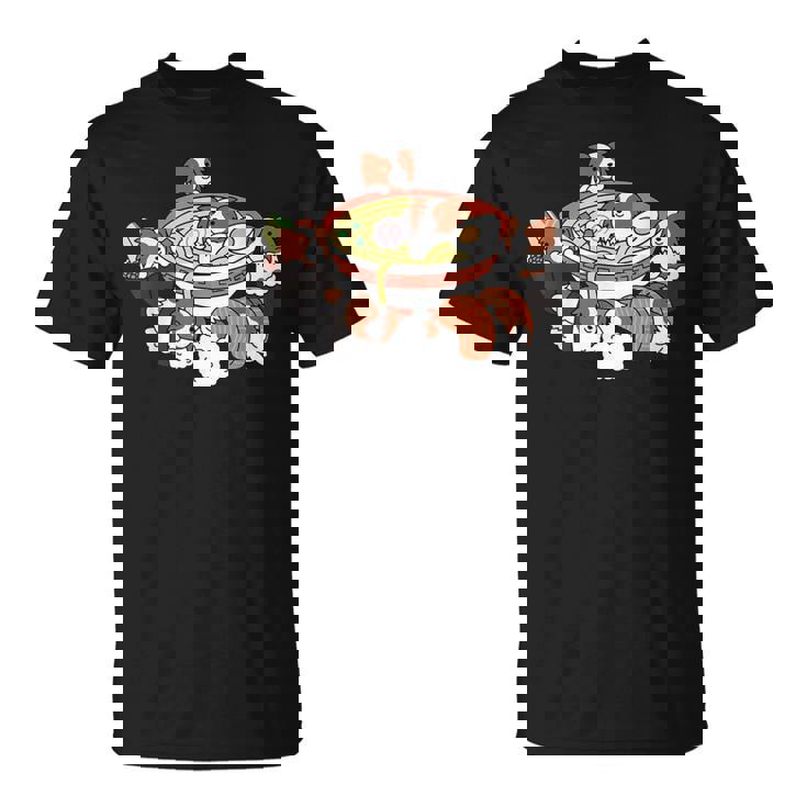 ラーメン寿司パピヨン犬 Tシャツ
