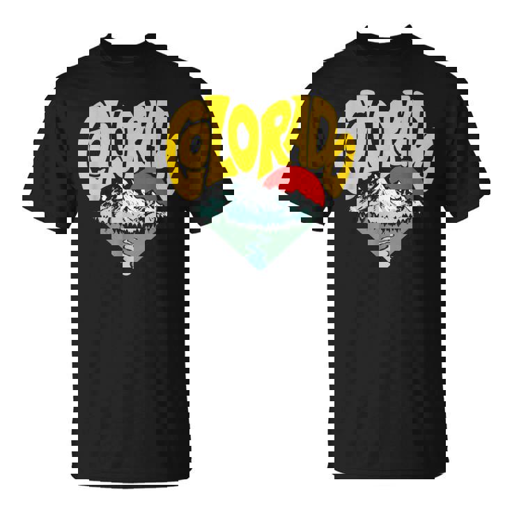 レトロ コロラド州 アウトドア 自然 恋人 ハート 山脈 グラフィック Tシャツ