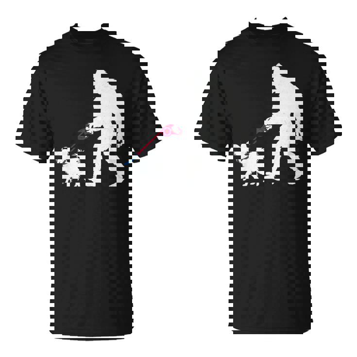 レトロ ビッグフット ウォーキング パピヨン 犬 面白い サスカッチ 長袖tシャツ Tシャツ