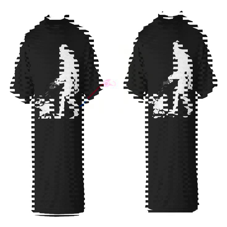 レトロ ビッグフット ウォーキング マルチーズ 犬 面白い サスカッチ 長袖tシャツ Tシャツ