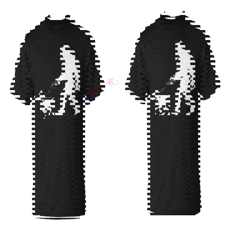 レトロ ビッグフットウォーキング 杖 コルソ 犬 面白い サスカッチ 長袖tシャツ Tシャツ