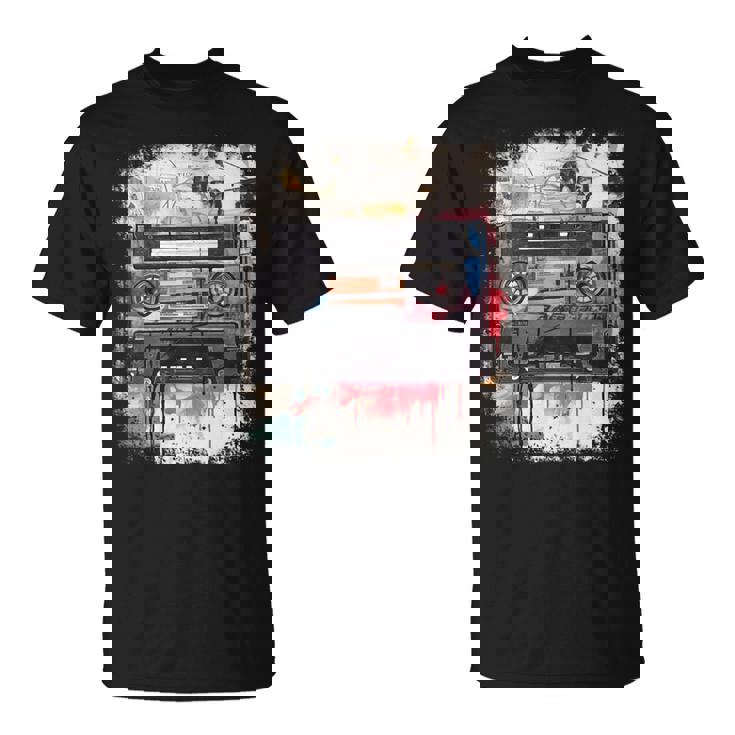 レトロスタイル オールドスクールミュージックテープ カセット ヴィンテージ ミックステープ 長袖tシャツ Tシャツ