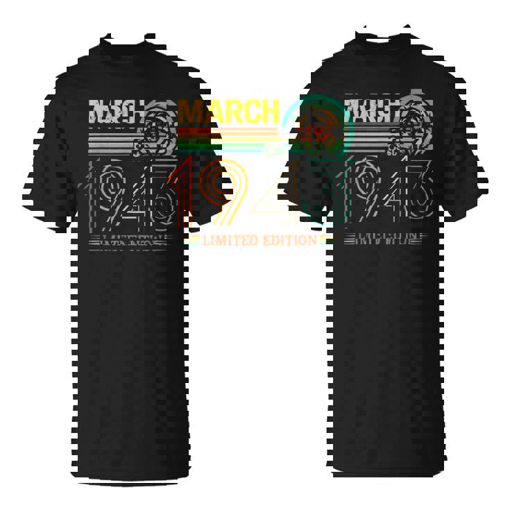 レトロマーチバースデー1943年限定版ヴィンテージ83歳。 Tシャツ