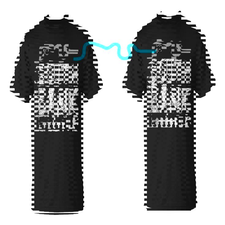 ロンドン、「サウスバンク」の「テムズ川」地図のロンドンお土産 Tシャツ