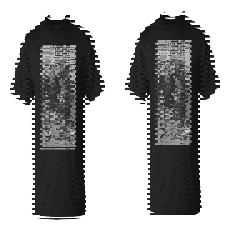 ローラースケートモンキーチンパンジーヴィンテージチンパンジーファニーモンキー Tシャツ