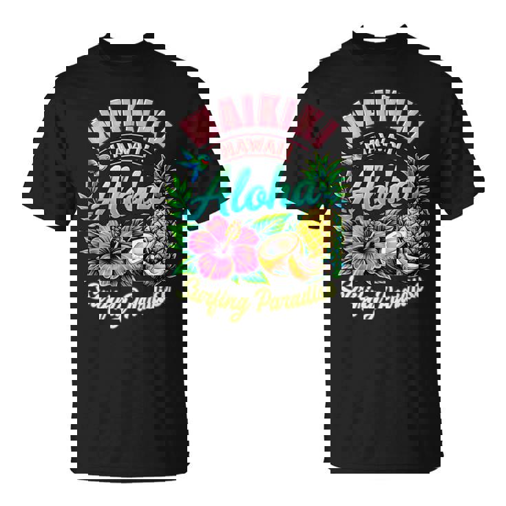 ワイキキ ハワイ アロハ サーフィン パラダイス ハイビスカス パイナップル 長袖tシャツ Tシャツ