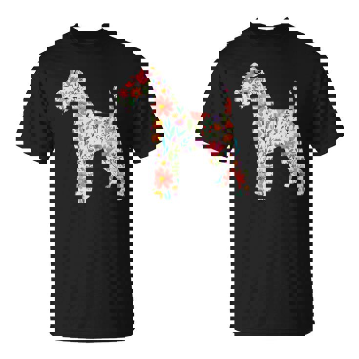 ワイヤーフォックステリア 水彩フラワーデザイン 長袖tシャツ Tシャツ