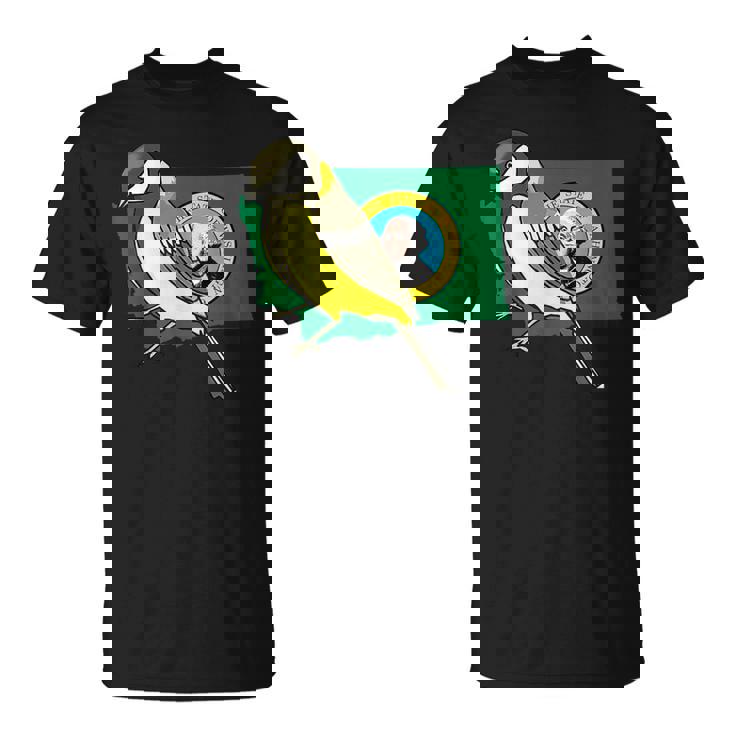 ワシントン州旗 ゴールドフィンチ 鳥 Tシャツ
