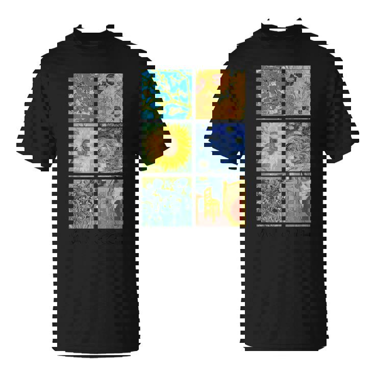 ヴァン・ゴッホコラージュ 星月夜 ひまわり アーモンドの花 Tシャツ