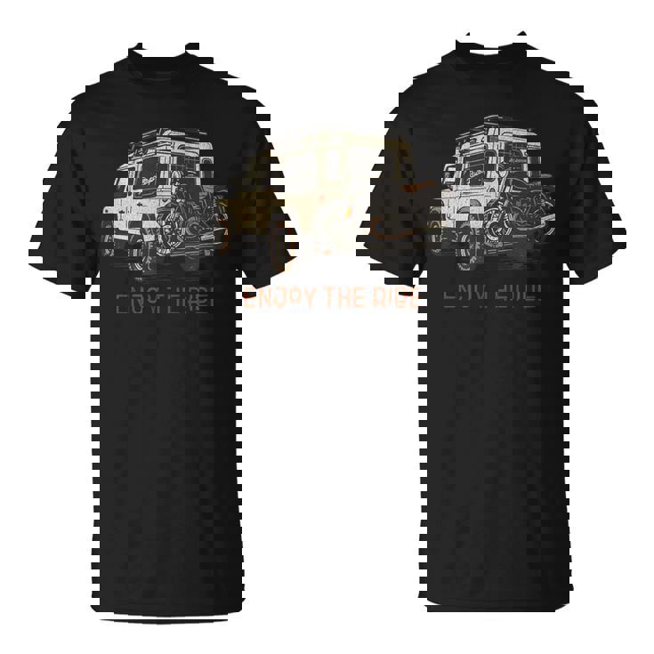 ヴィンテージ オフロード アドベンチャー ロードトリップ バイク イラストレーション Tシャツ