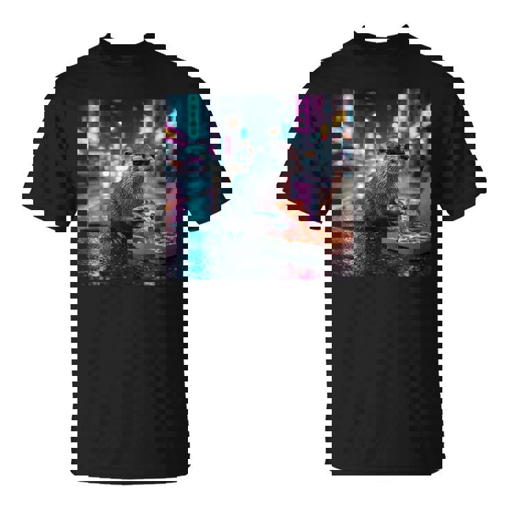 ヴィンテージ カワウソ キッズ Her Mom Dad ピザ ミーム 幼児 レトロ 長袖tシャツ Tシャツ