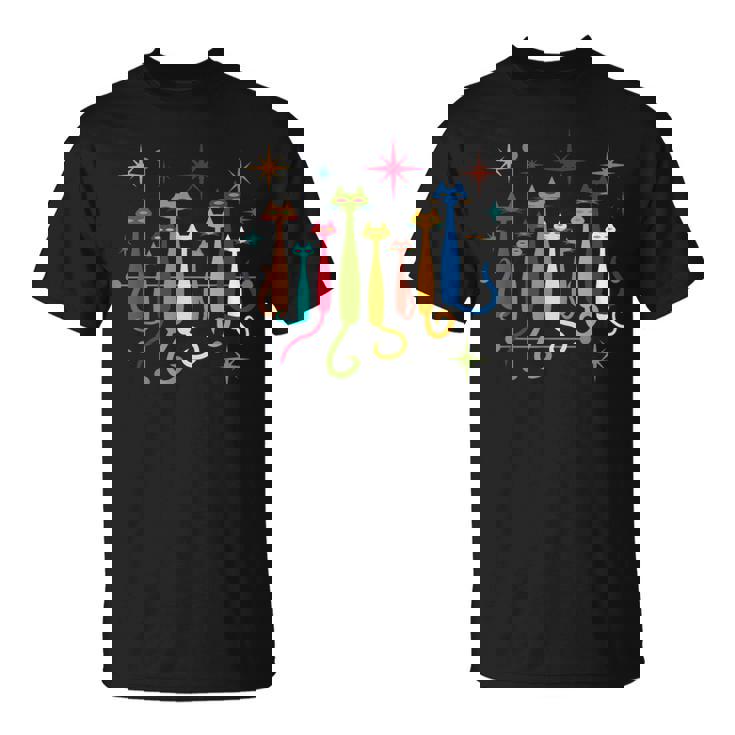 ヴィンテージ レトロ ミッドセンチュリー モダンルック 猫 50年代 60年代スタイル Tシャツ