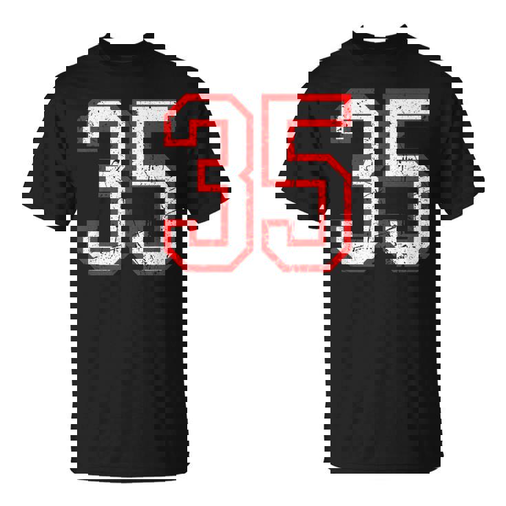 ヴィンテージナンバー 35 ホワイトレッドスポーツ代表チームナンバー 35 Tシャツ
