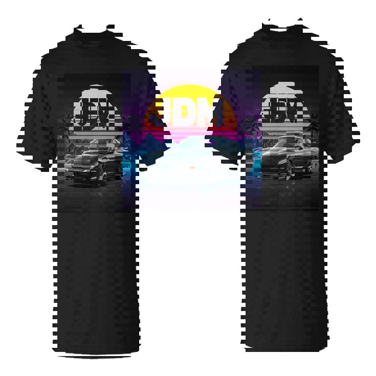 ヴェイパーウェーブ レトロ サンセット Jdm レジェンドカー 日本国内市場 長袖tシャツ Tシャツ