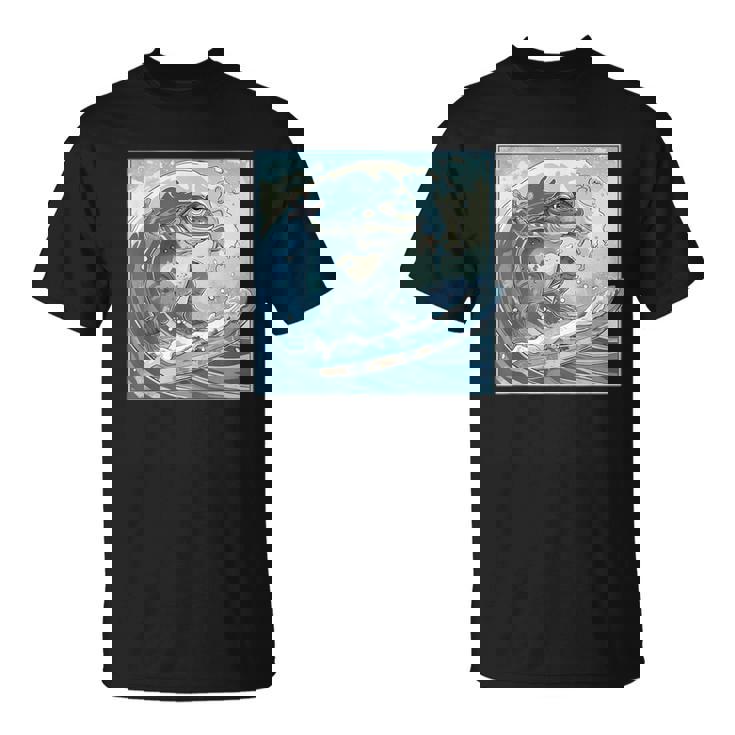 両生類サーファー 日本の波 アート サーフィン カエル Tシャツ