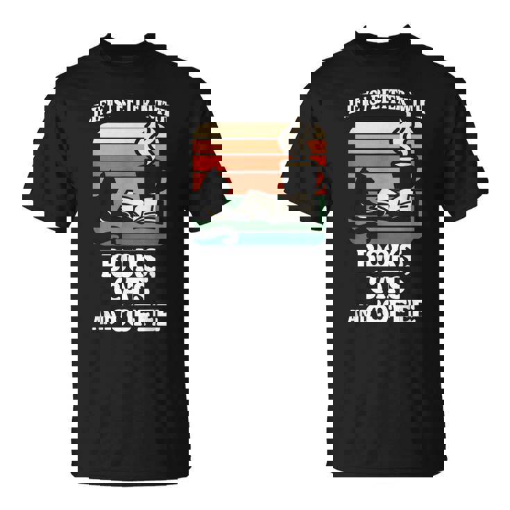 人生は本と猫と一緒に猫を読む カフェ 図書館 Tシャツ