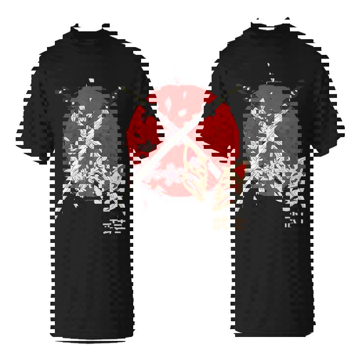 古代日本の桜 侍刀 Tシャツ