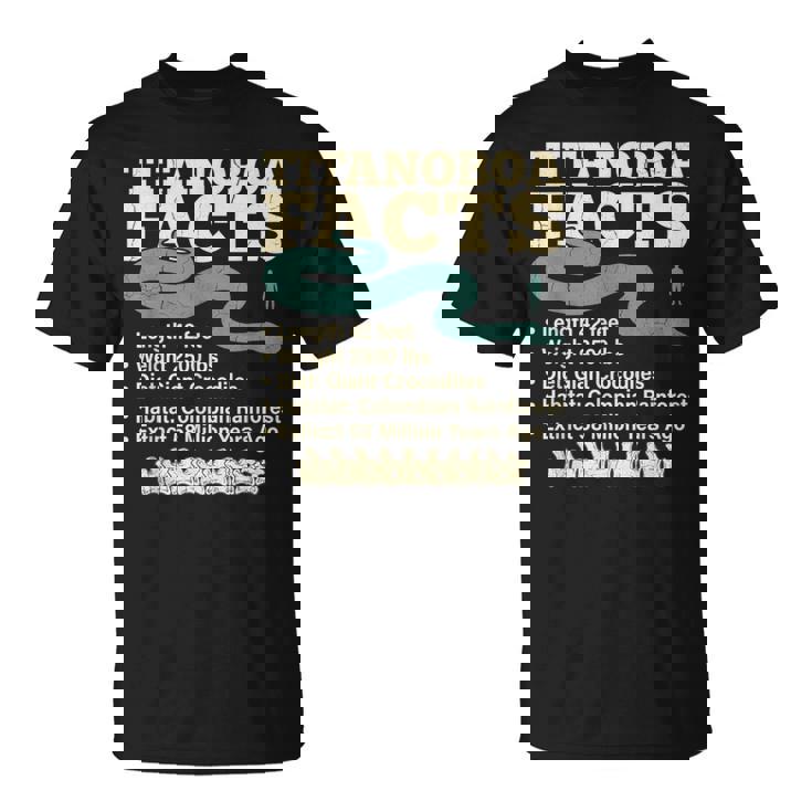 古代最強蛇ティタノボア解説 Titanoboa Facts 恐竜時代雑学 科学学習 Tシャツ