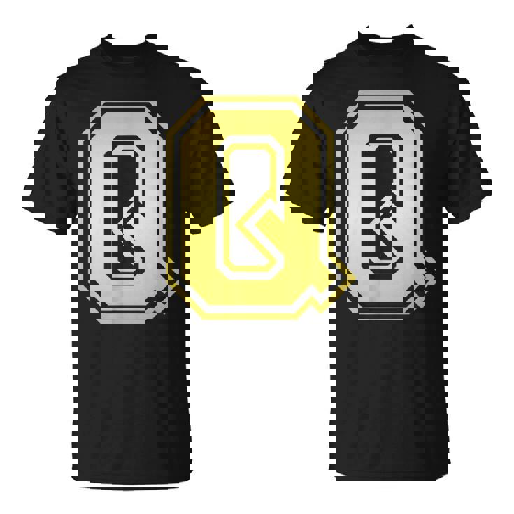 大文字 Q プリントされた明るいスタイルのデザイン。 Tシャツ