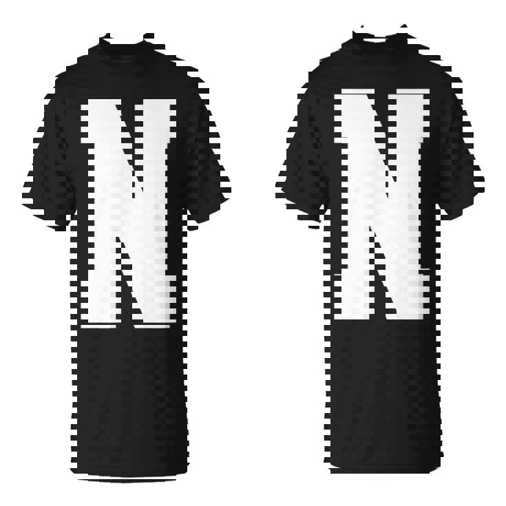 大文字nアルファベットモノグラムイニシャル Tシャツ