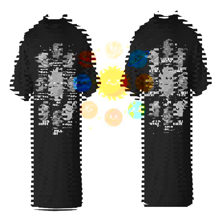 太陽系 9つの惑星 かわいい惑星 恋人 宇宙 天文学 Tシャツ