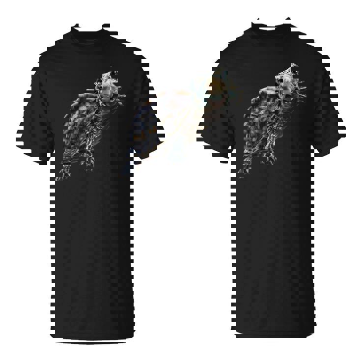 幸せな笑顔の亀 セルフィー ポートレート 面白い Tシャツ