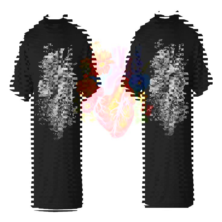 心臓超音波検査者ギフト 心臓専門医ギフト ハートフラワー Tシャツ