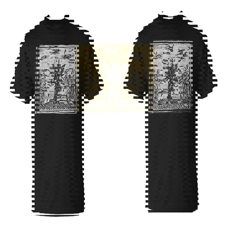 悪魔のオカルトの犠牲ゴスホラー 美的木版画 Tシャツ