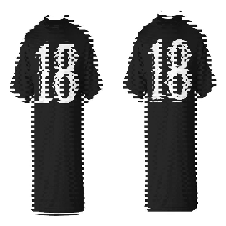 数字 18 インチ 白 大 太字 アメリカ 西部 スタイル フォント Tシャツ