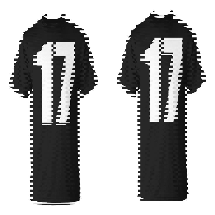 数字 セブンティーン数字 17 プレーンホワイト数字 Tシャツ