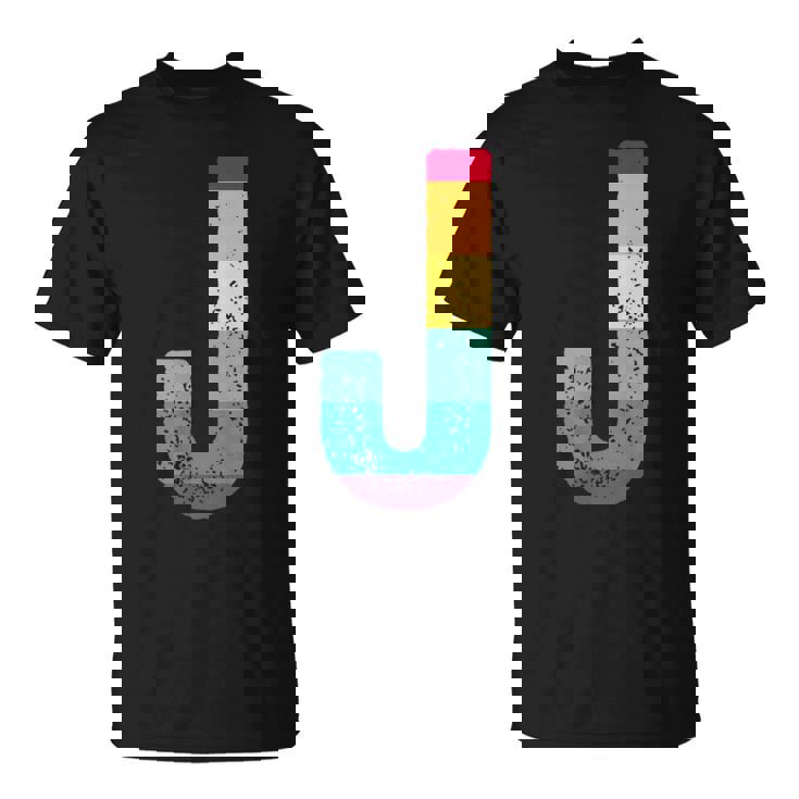 文字 J 大文字 アルファベット モノグラム イニシャル レインボー アルファベット J Tシャツ