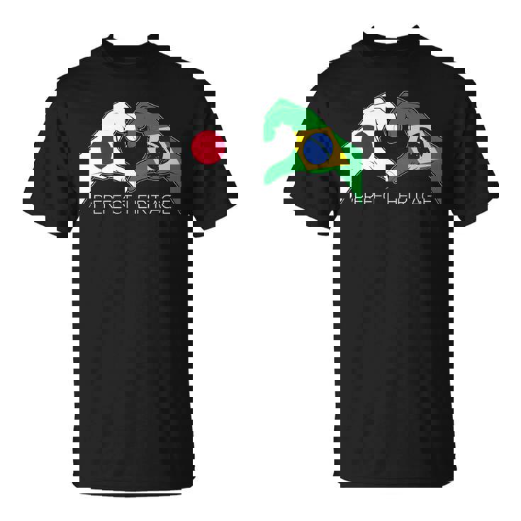 日本とブラジル ブラジル 日本人 パーフェクトヘリテージ ハート 長袖tシャツ Tシャツ