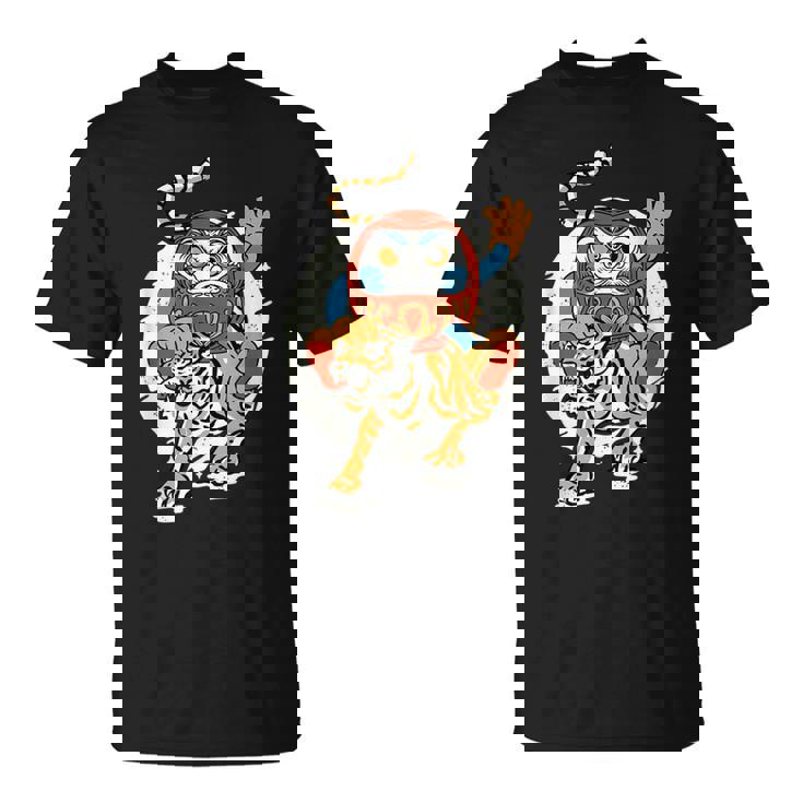 日本のトラ ラッキーだるま人形 日本の伝統 Tシャツ