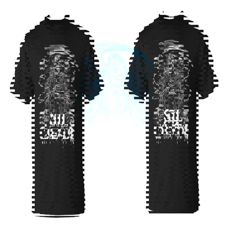 死神ソウルコレクタースカルチェーンアートホラーファン Tシャツ