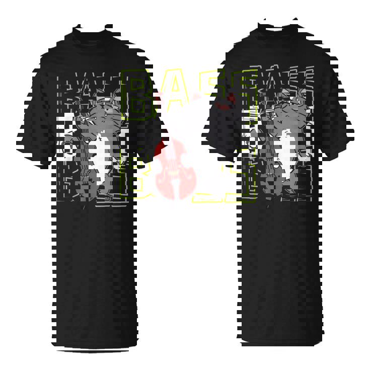 猫 二重低音プレーヤー Tシャツ