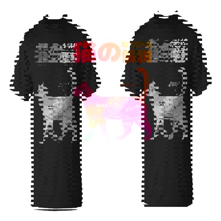 猫のなでかた解説 おもしろ 猫好き アイデア ギフト サプライズ にゃんこ 半袖 ペット プリント Tシャツ