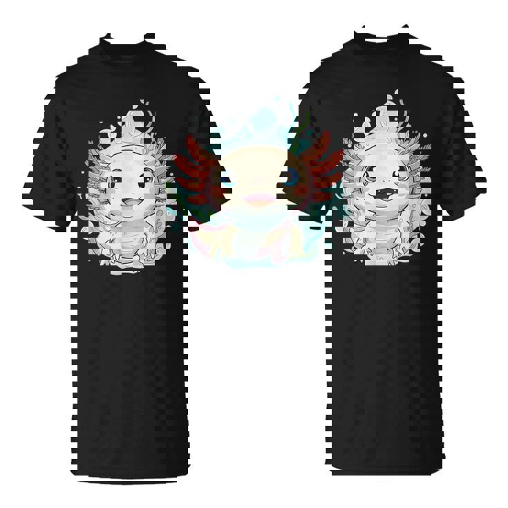 笑顔のaxolotl カワイイかわいい水中漫画 Tシャツ