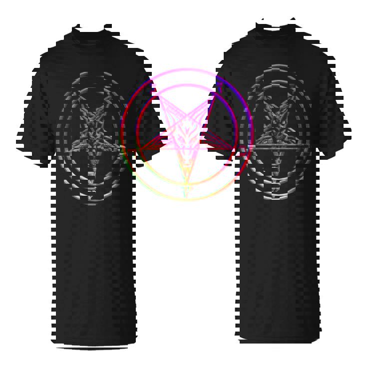 美しいvaporwave サタニックペンタグラム レトログリッチ効果 Tシャツ