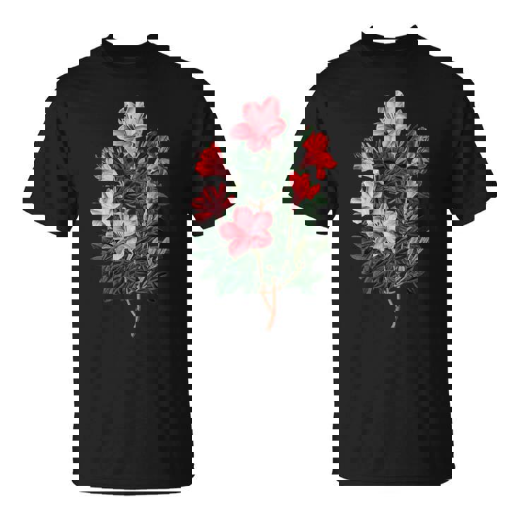 美しいツツジの花のイラストブルーム植物愛好家 長袖tシャツ Tシャツ